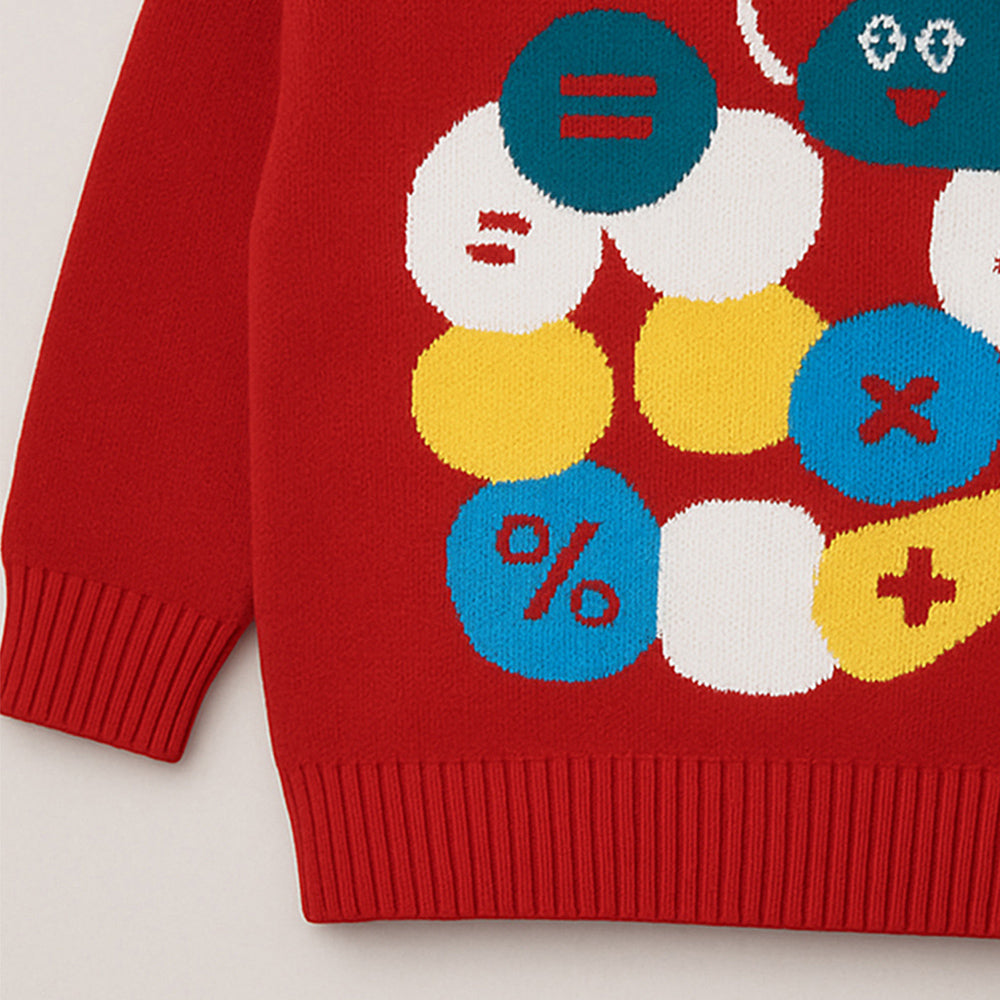 Red Maths Fun Kids Cardigan, Sweater for Christmas & Winter