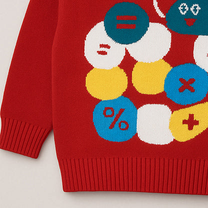 Red Maths Fun Kids Cardigan, Sweater for Christmas & Winter