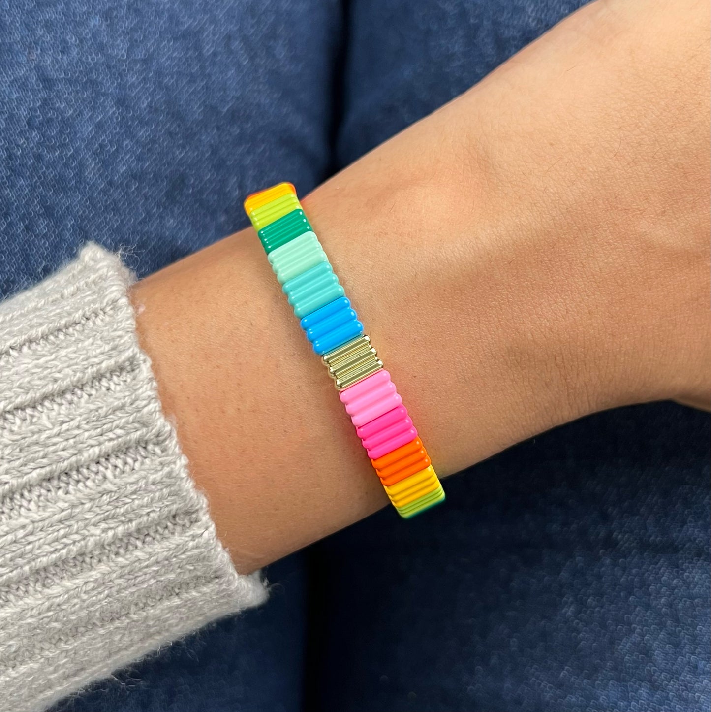Groovy Enamel Bracelet | Rainbow | Thick