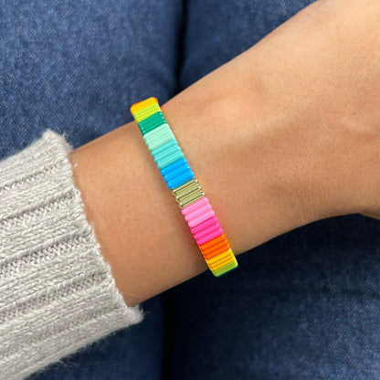Groovy Enamel Bracelet | Rainbow | Thick