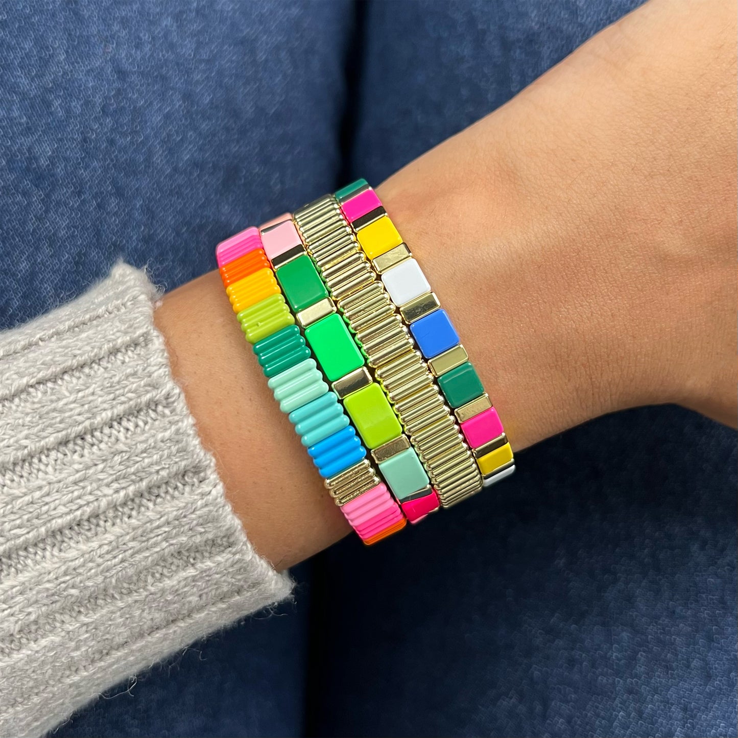 Groovy Enamel Bracelet | Rainbow | Thick