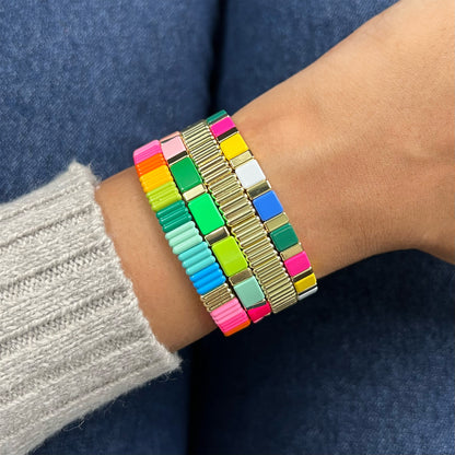 Groovy Enamel Bracelet | Rainbow | Thick