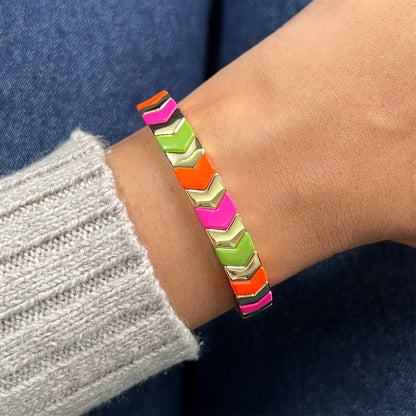 Amazonia Enamel Bracelet | Pop Pink & Orange