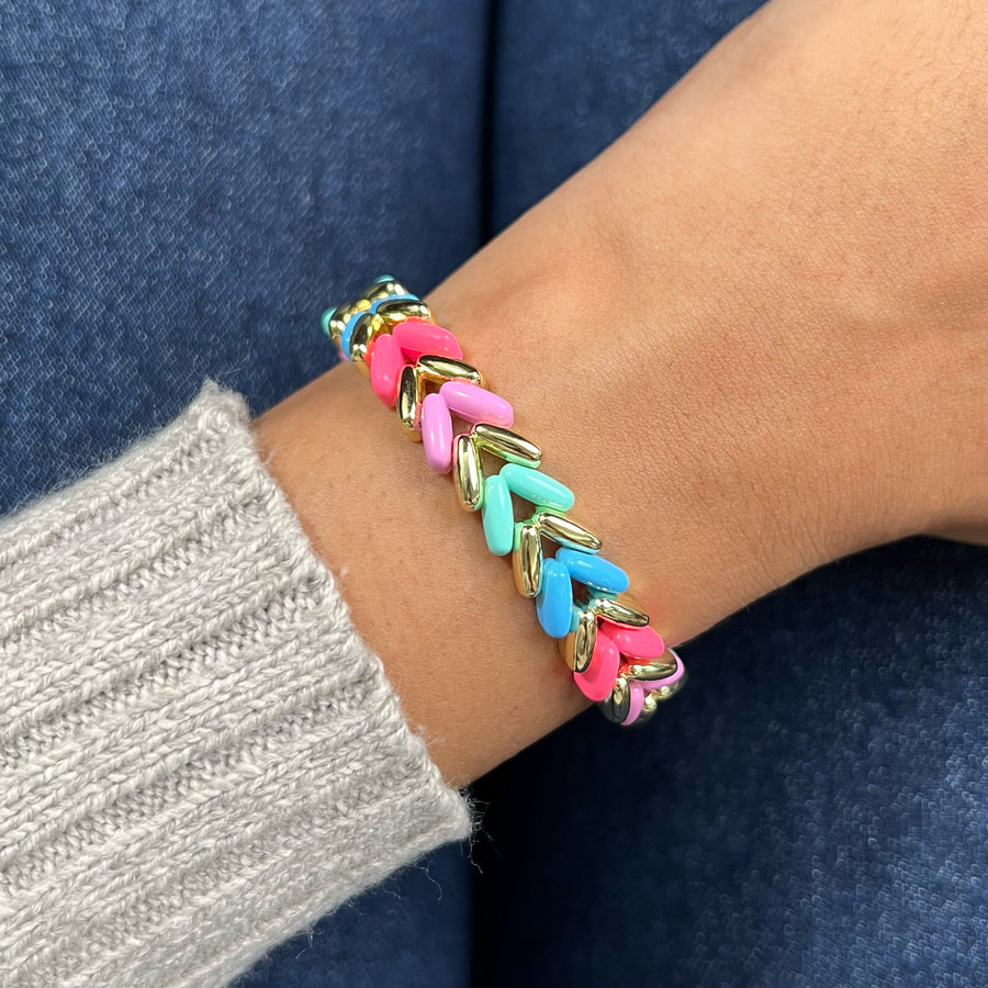 Aztec Enamel Bracelet | Pop Blue & Pink