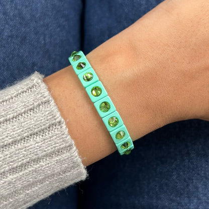Bling Enamel Crystal Bracelet | Pastel Green