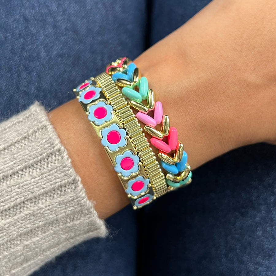 Aztec Enamel Bracelet | Pop Blue & Pink