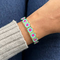 Flower Enamel Bracelet | Mint & Magenta