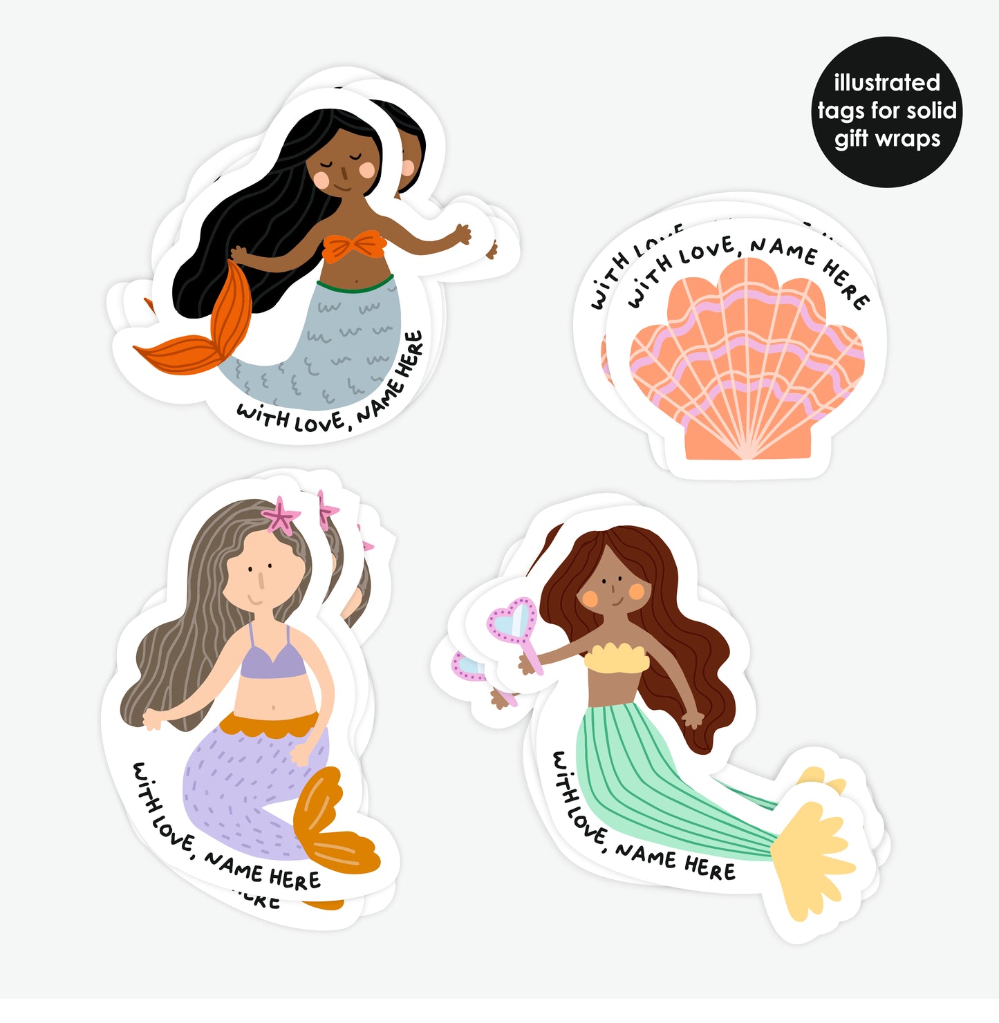 GIFT CARDS & TAGS: Stick On Tags | Mermaids
