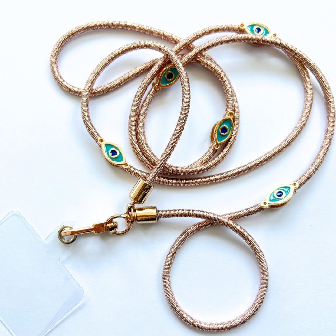Metallic Crossbody Lanyard- Rose Gold