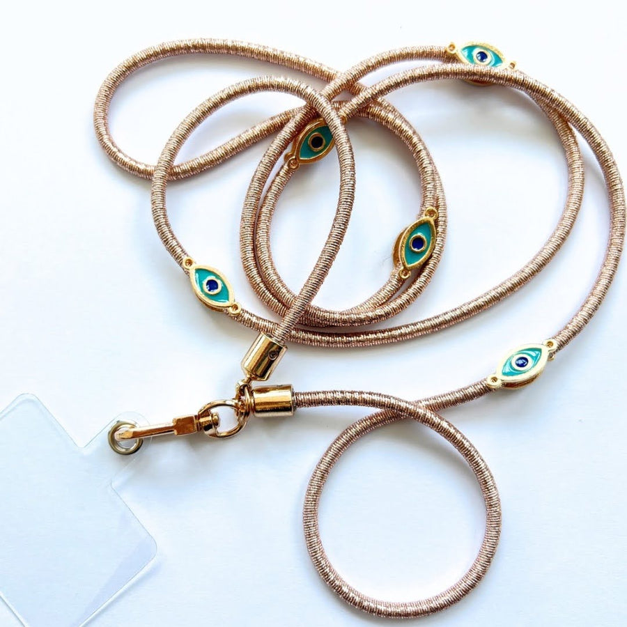 Metallic Crossbody Lanyard- Rose Gold