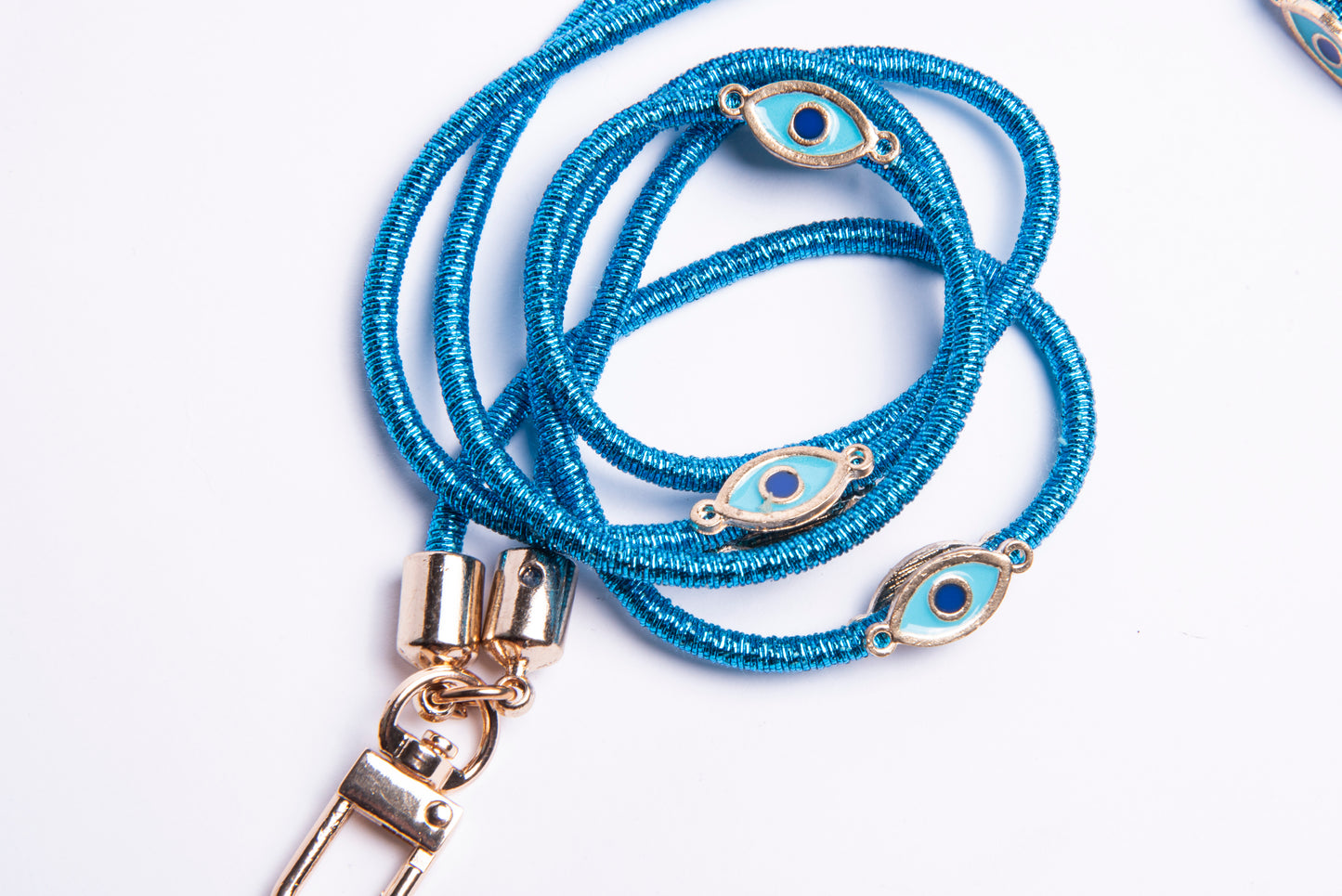 Metallic Crossbody Lanyard- Turquoise