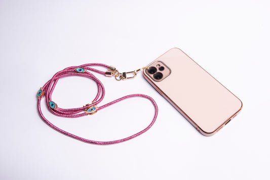 Metallic Crossbody Lanyard- Pink