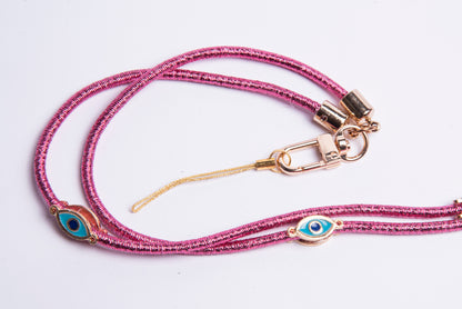 Metallic Crossbody Lanyard- Pink