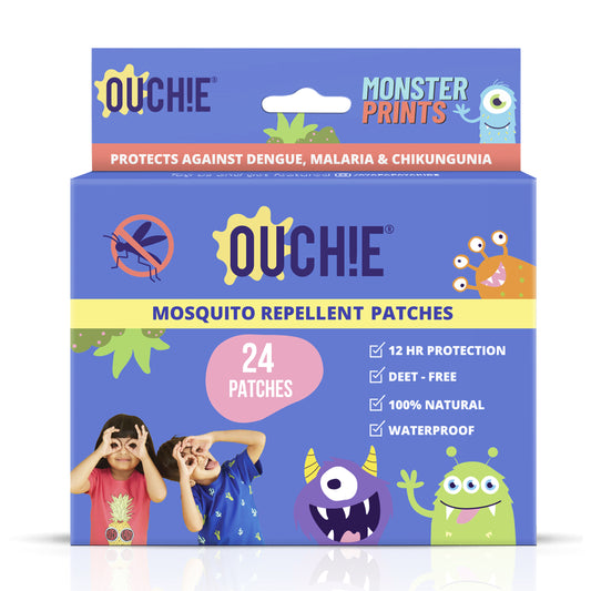 Ouchie Monster Print Mosquito Repellent Patches 100% Natural (24 Patches)