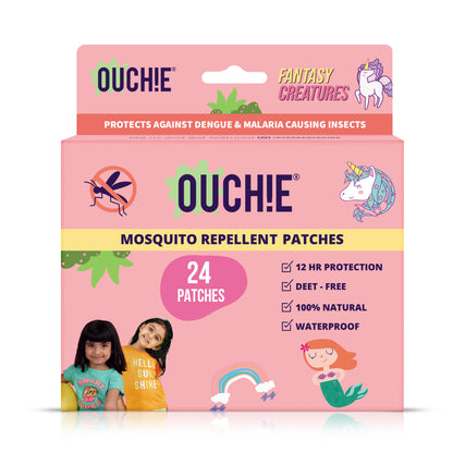 Ouchie Fantasy Creatures Print Mosquito Repellent Patches 100% Natural (24 Patches)