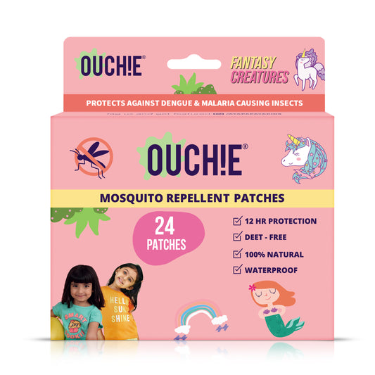Ouchie Fantasy Creatures Print Mosquito Repellent Patches 100% Natural (24 Patches)