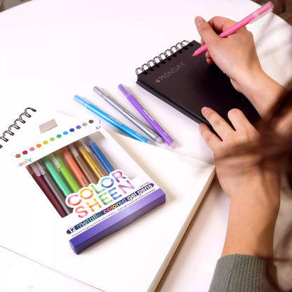 Color Sheen Metallic Coloured Gel Pens - Set of 12