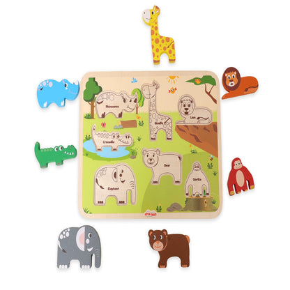 Open Ended Chunky Puzzle New Design- Animals (Includes - 7 Chunky self standing Animals)-Puzzles-Open Ended-Toycra