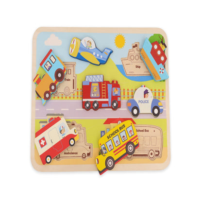 Open Ended Chunky Puzzle New Design - Vehicles (Includes - 7 Chunky self standing Vehicles)-Puzzles-Open Ended-Toycra