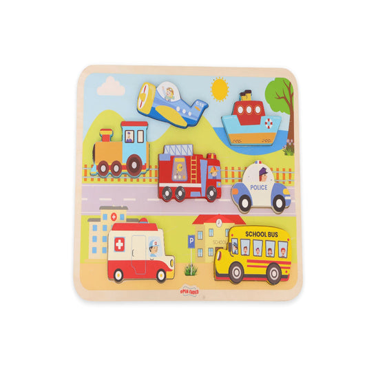 Open Ended Chunky Puzzle New Design - Vehicles (Includes - 7 Chunky self standing Vehicles)-Puzzles-Open Ended-Toycra