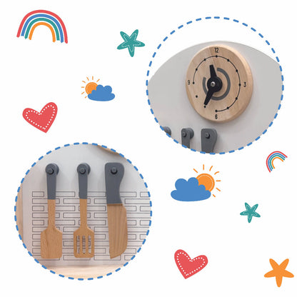Open Ended Tiny Chef's First Wooden Kitchen (8 Accessories included)-Pretend Play-Open Ended-Toycra