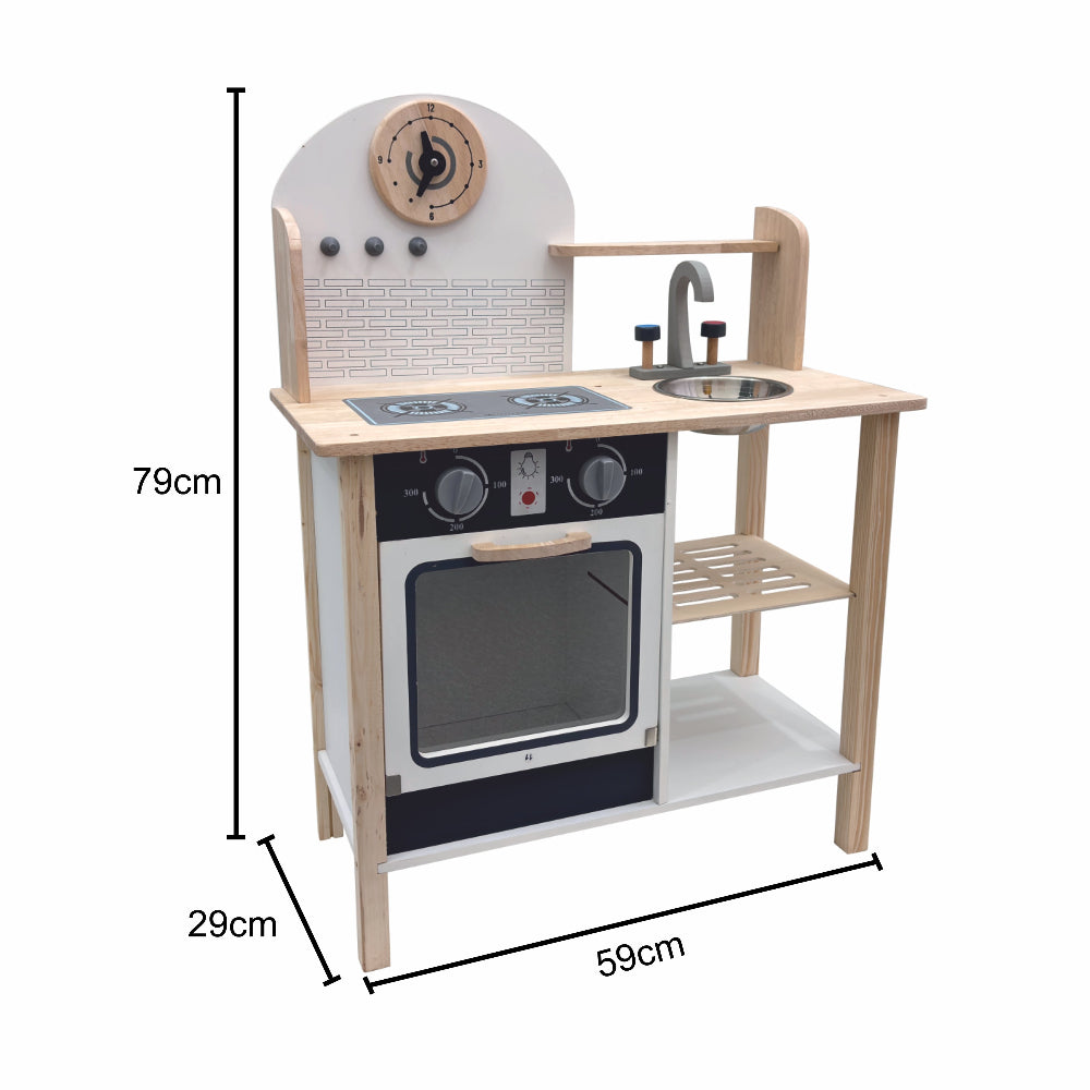 Open Ended Tiny Chef's First Wooden Kitchen (8 Accessories included)-Pretend Play-Open Ended-Toycra