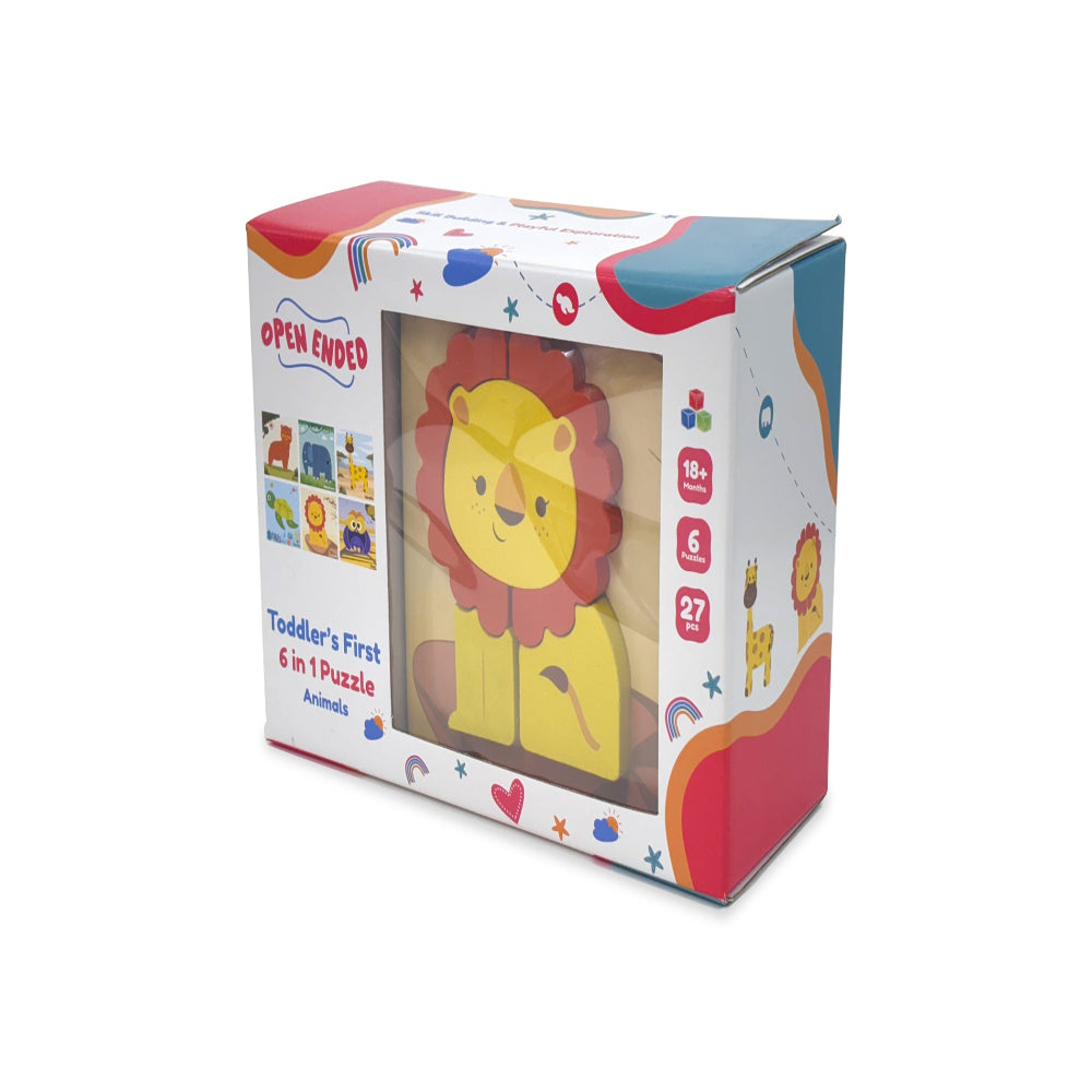 Open Ended Toddler's First 6 In 1 Puzzle - Animals (6 puzzles, 27 pcs)-Puzzles-Open Ended-Toycra