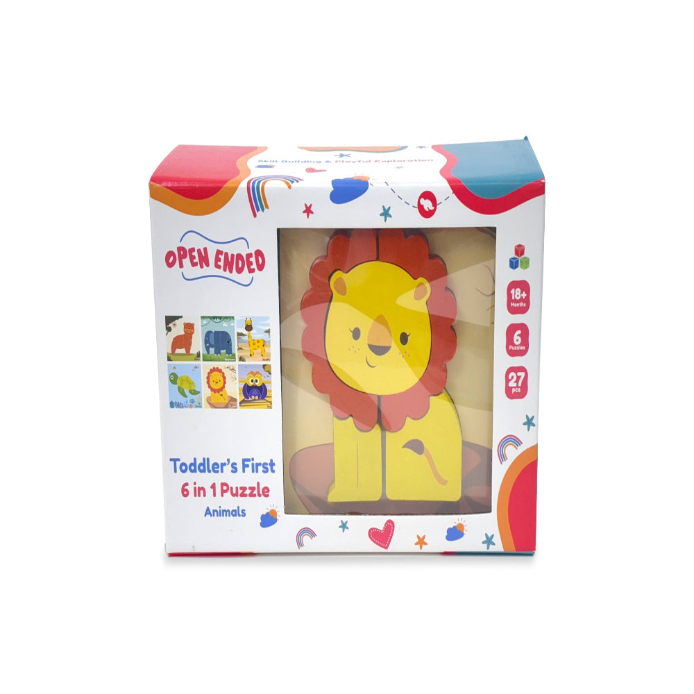 Open Ended Toddler's First 6 In 1 Puzzle - Animals (6 puzzles, 27 pcs)-Puzzles-Open Ended-Toycra