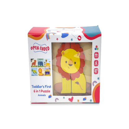 Open Ended Toddler's First 6 In 1 Puzzle - Animals (6 puzzles, 27 pcs)-Puzzles-Open Ended-Toycra