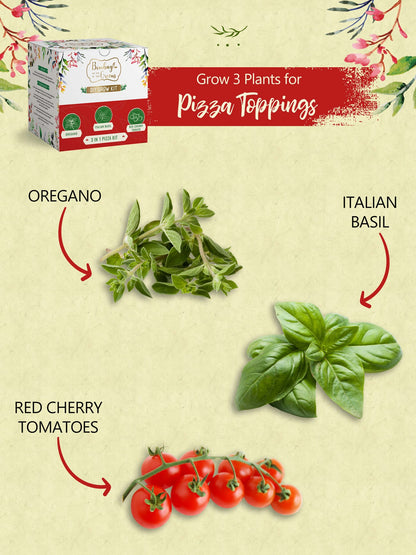 Pizza Kit - Italian Basil, Oregano, Red Cherry Tomatoes