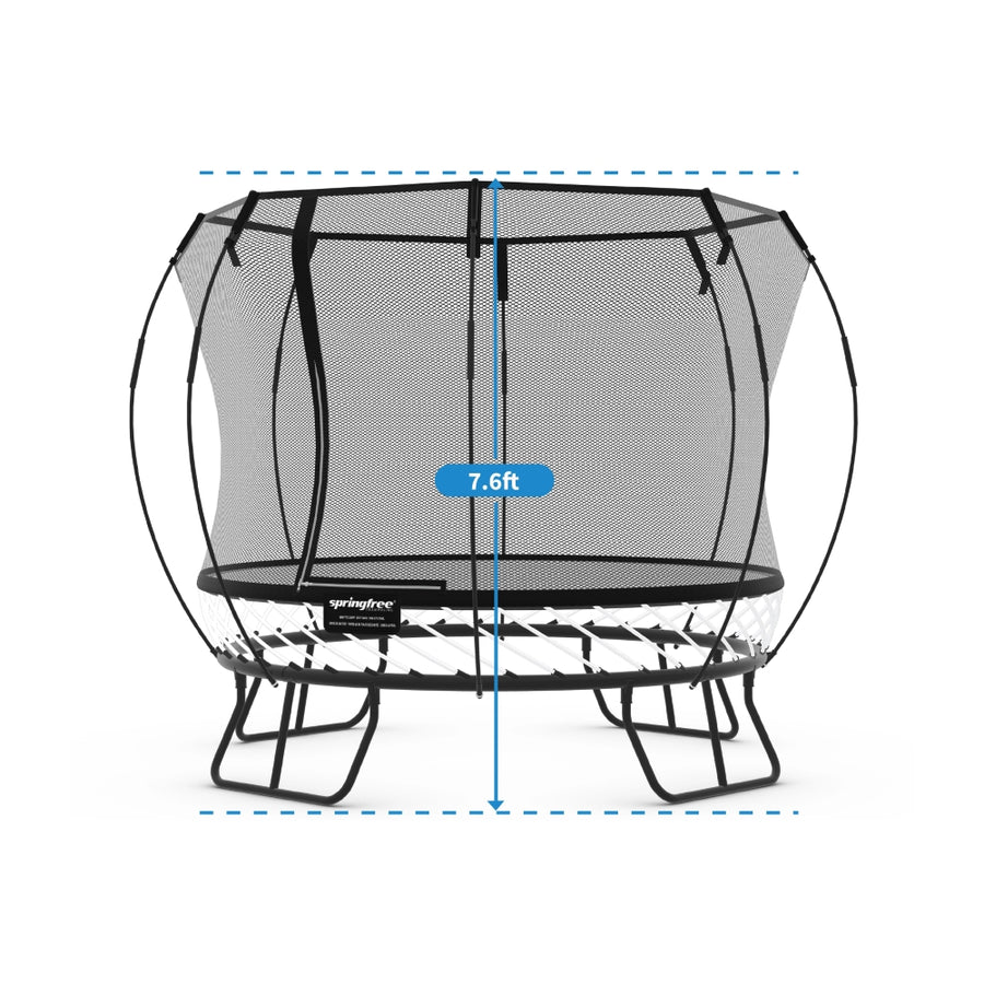 Springfree Compact Round Trampoline With Enclosure and with Flex R Hoop Basket Ball