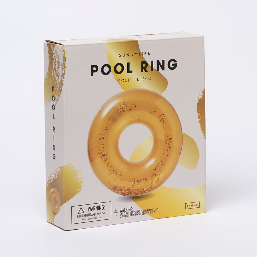 SUNNYLiFE gold color inflatable Pool Ring Disco Gold