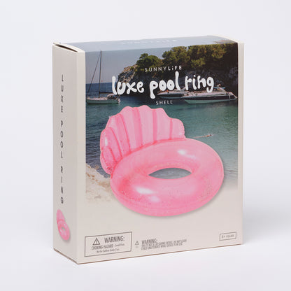 SUNNYLiFE pink color inflatable Luxe Pool Ring Shell Bubblegum