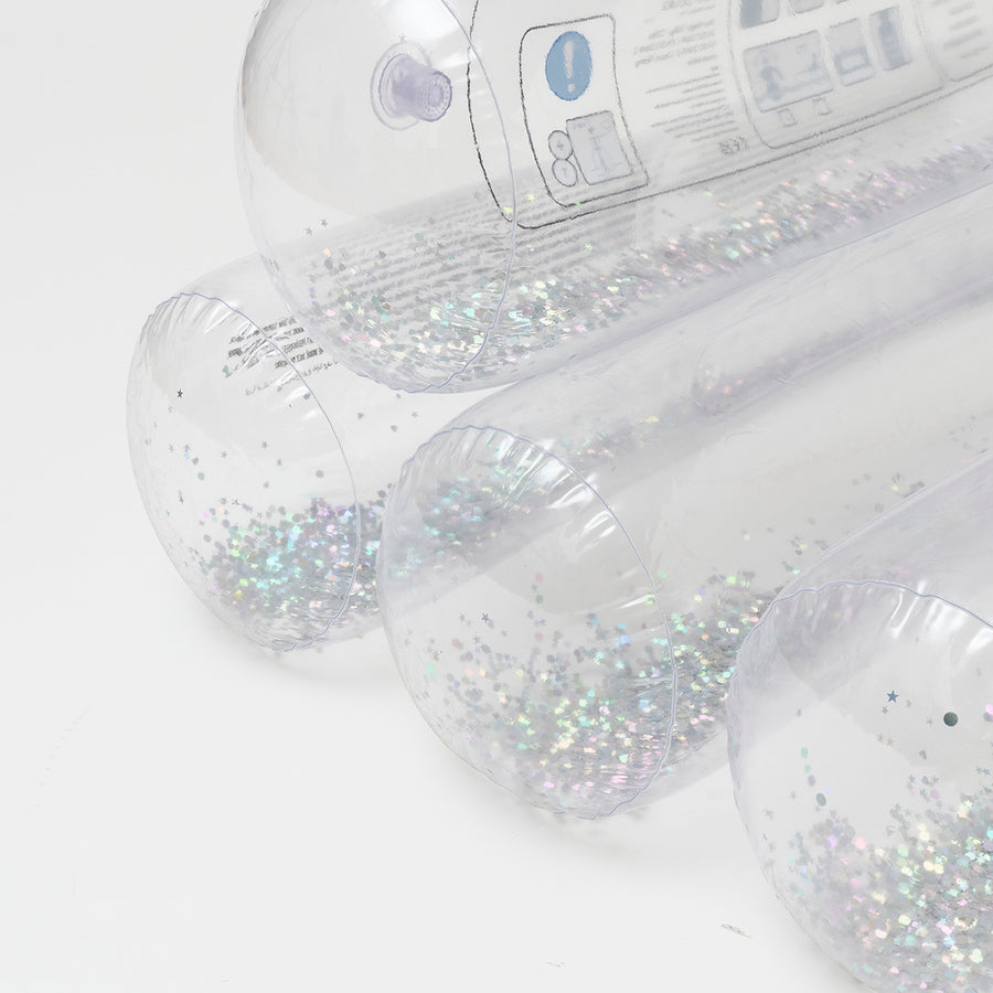 SUNNYLiFE transparent inflatable Glitter Lilo Float Tube