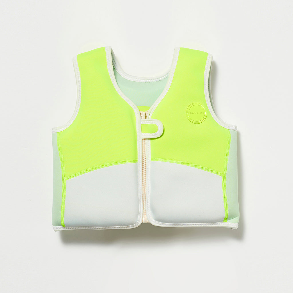 SUNNYLiFE neon color Swim Vest 3-6 Shark Tribe Blue Neon Citrus