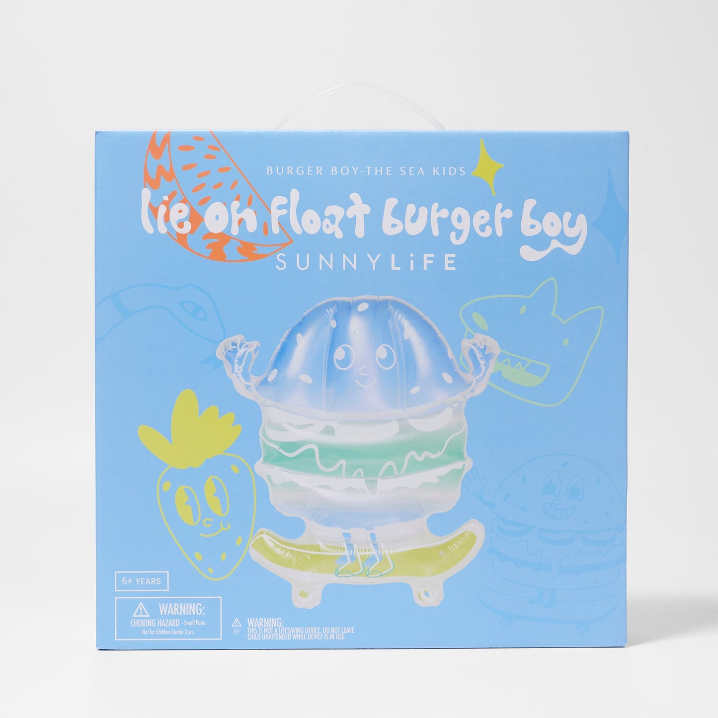 Kids Lie-On Float Burger Boy The Sea Kids Blue-Lime