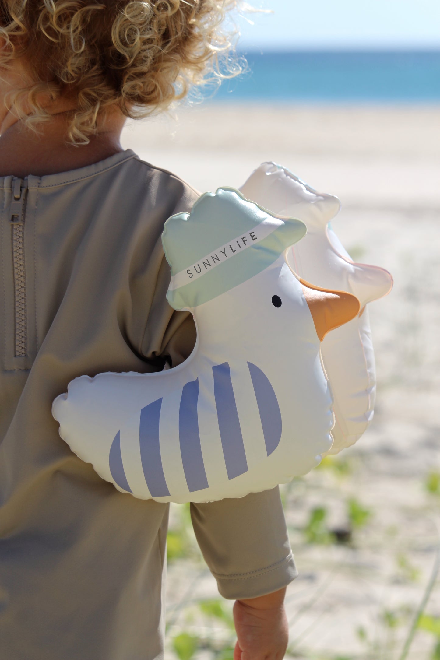 Kids Inflatable Arm Bands Sid the Seagull Blue Stripe