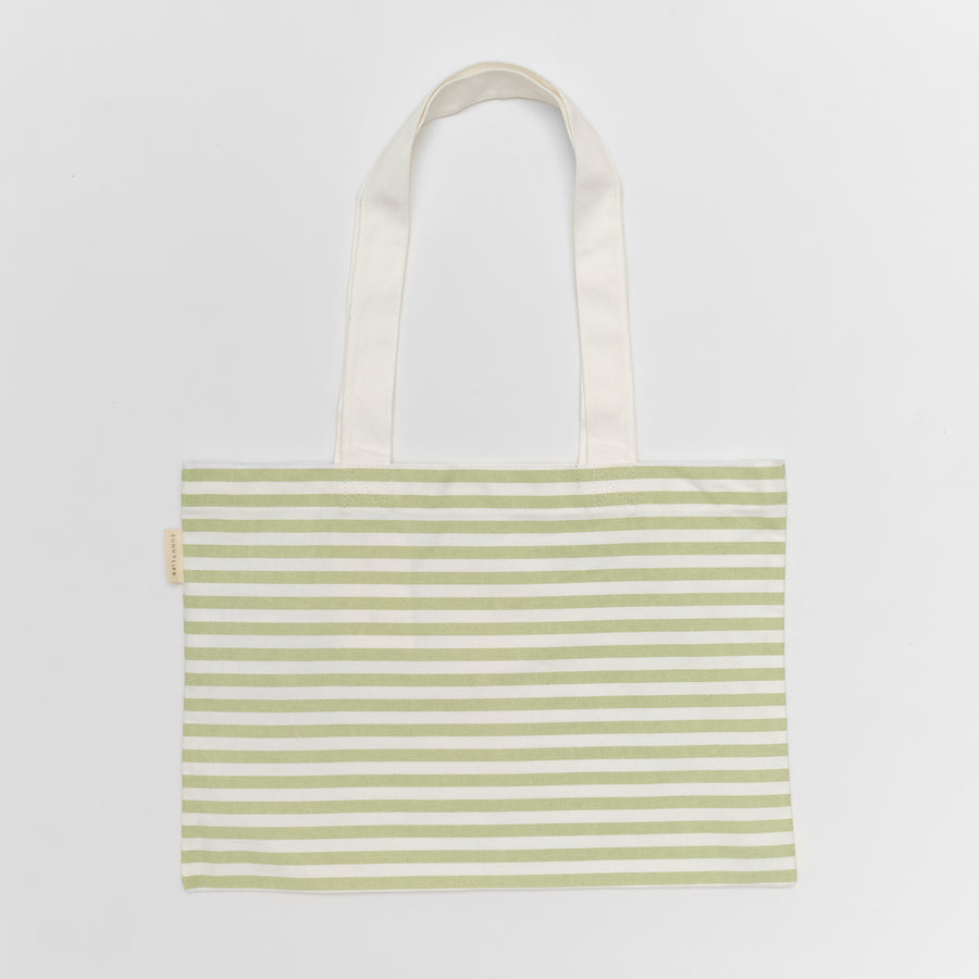 Kids Canvas Beach Bag Duck Sage Stripe