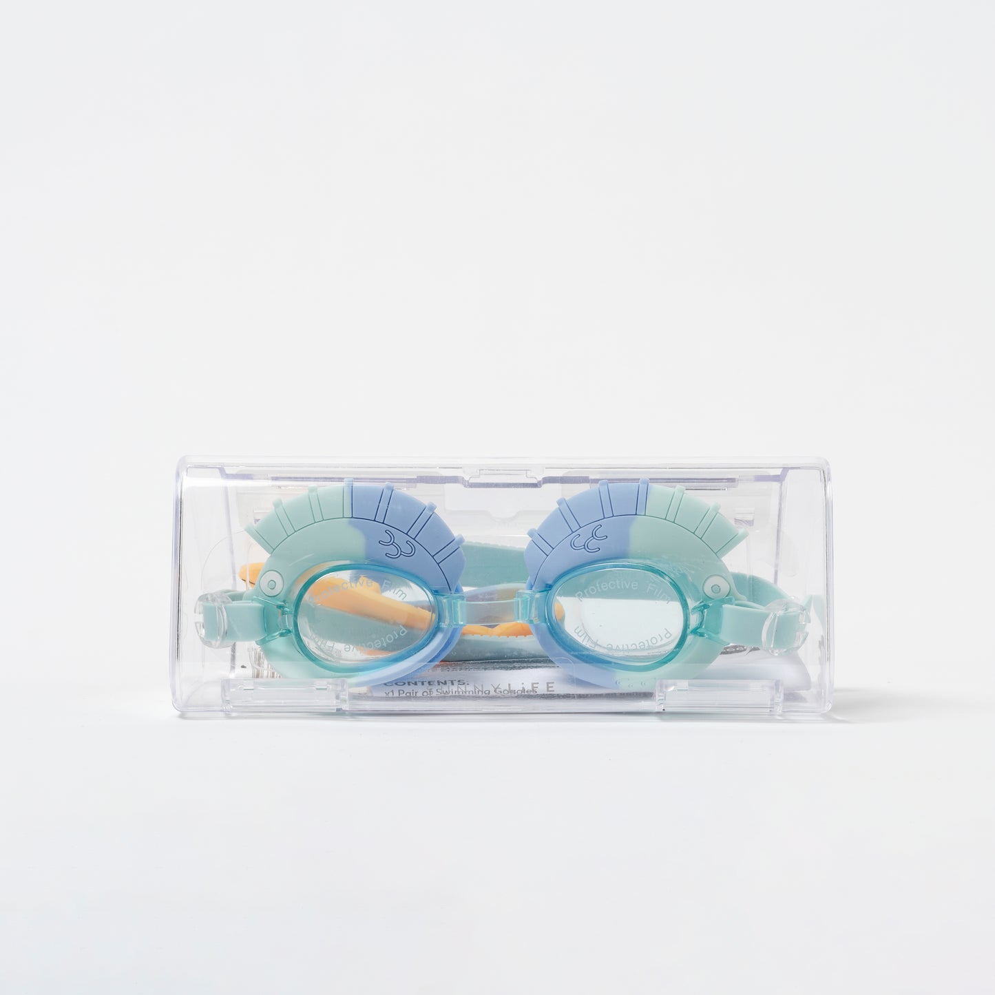 Kids Swim Goggles Finn the Fish Aqua Blue