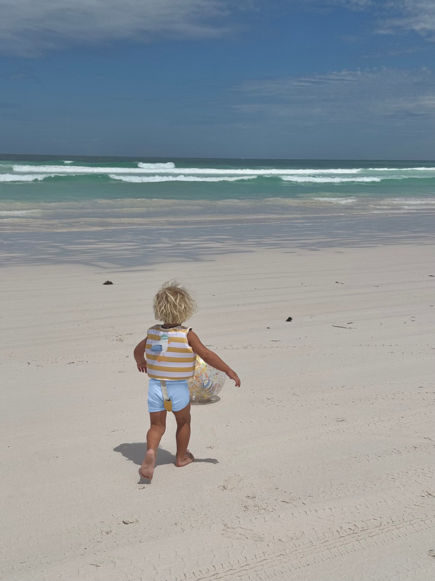 Kids Swim Vest 1-2 Sid the Seagull Mustard Stripe
