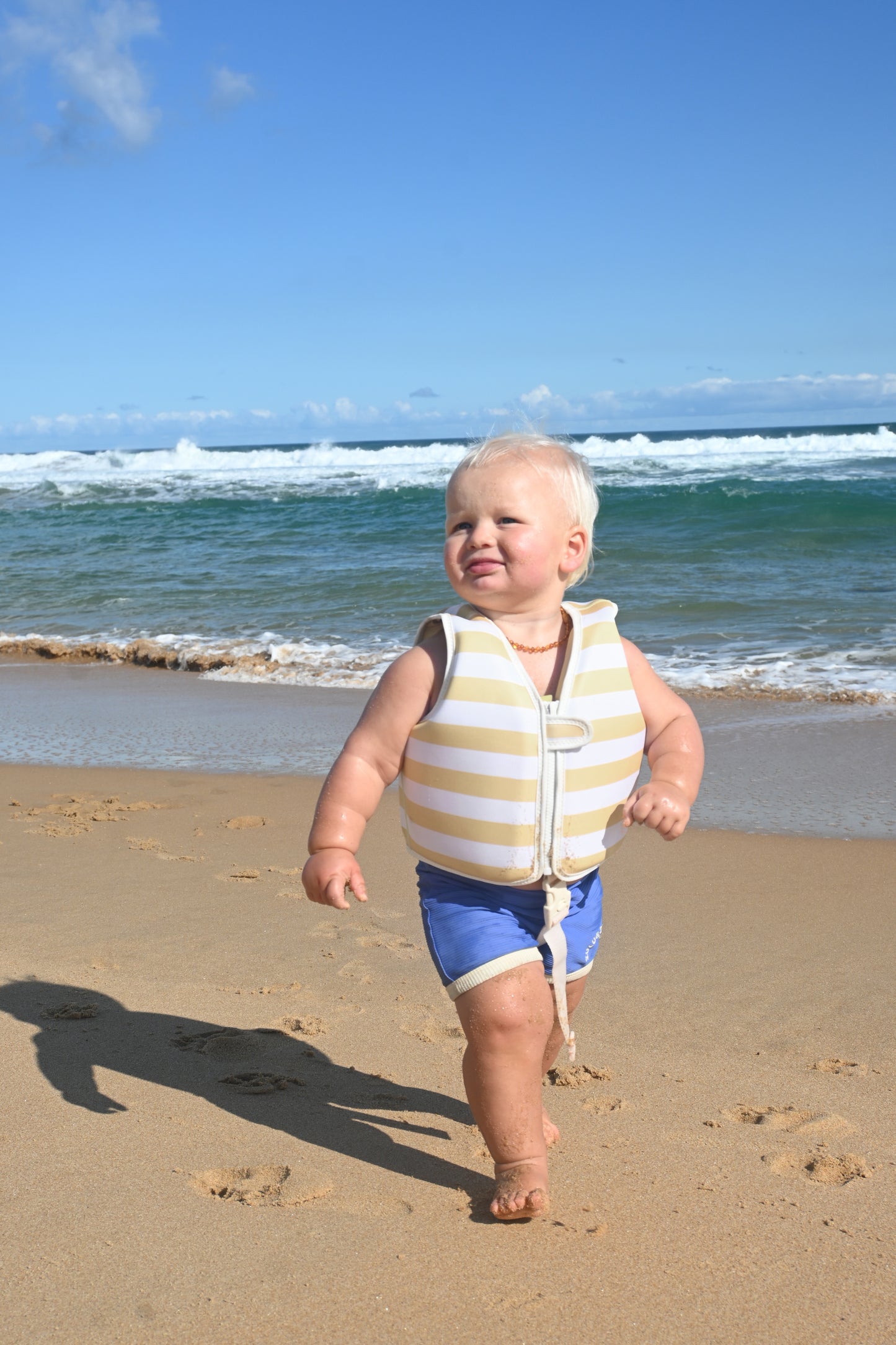 Kids Swim Vest 1-2 Sid the Seagull Mustard Stripe