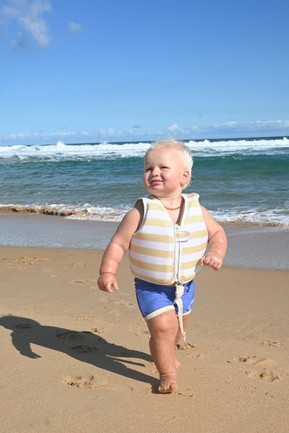 Kids Swim Vest 1-2 Sid the Seagull Mustard Stripe