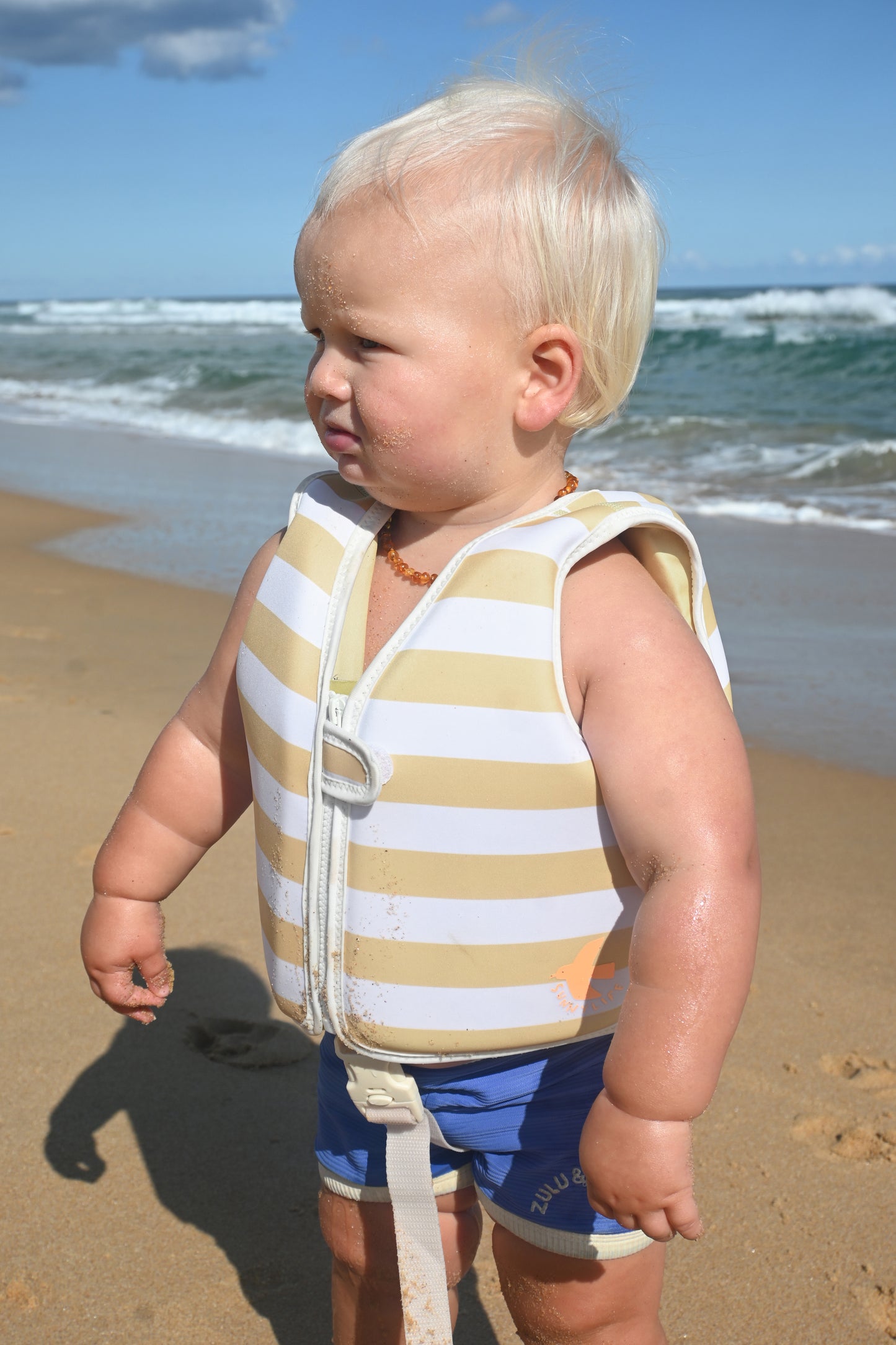 Kids Swim Vest 1-2 Sid the Seagull Mustard Stripe