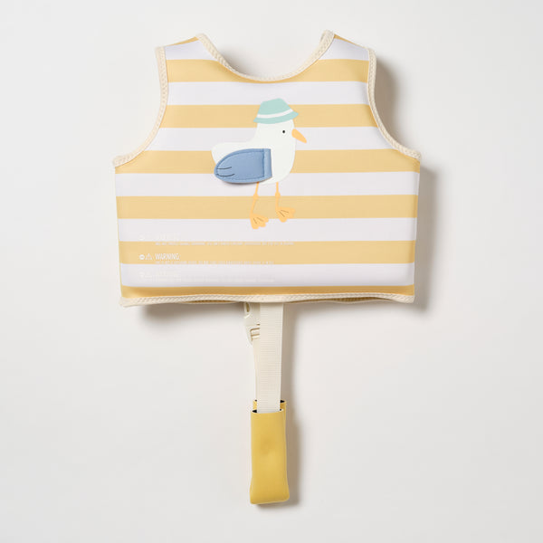 Kids Swim Vest 2-3 Sid the Seagull Mustard Stripe