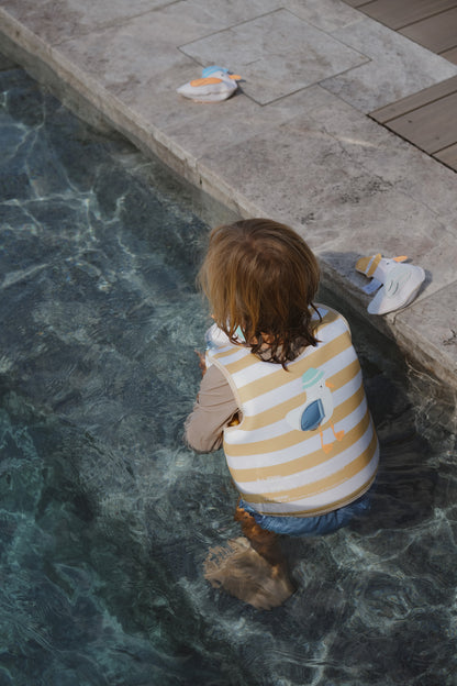 Kids Swim Vest 3-6 Sid the Seagull Mustard Stripe