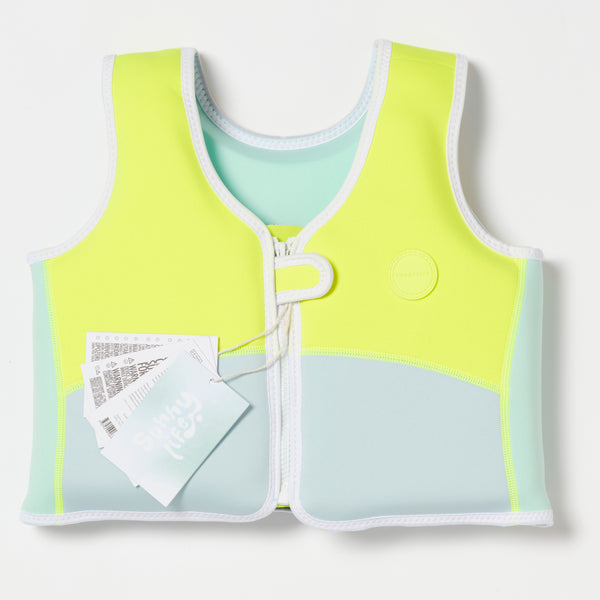 Salty the Shark Swim Vest 3-6 Aqua Neon Yellow