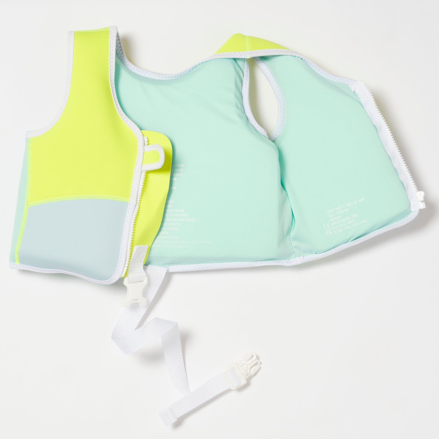 Salty the Shark Swim Vest 2-3 Aqua Neon Yellow