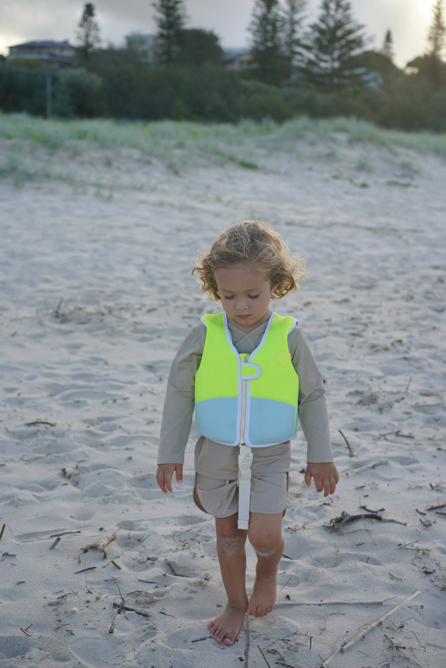 Salty the Shark Swim Vest 2-3 Aqua Neon Yellow
