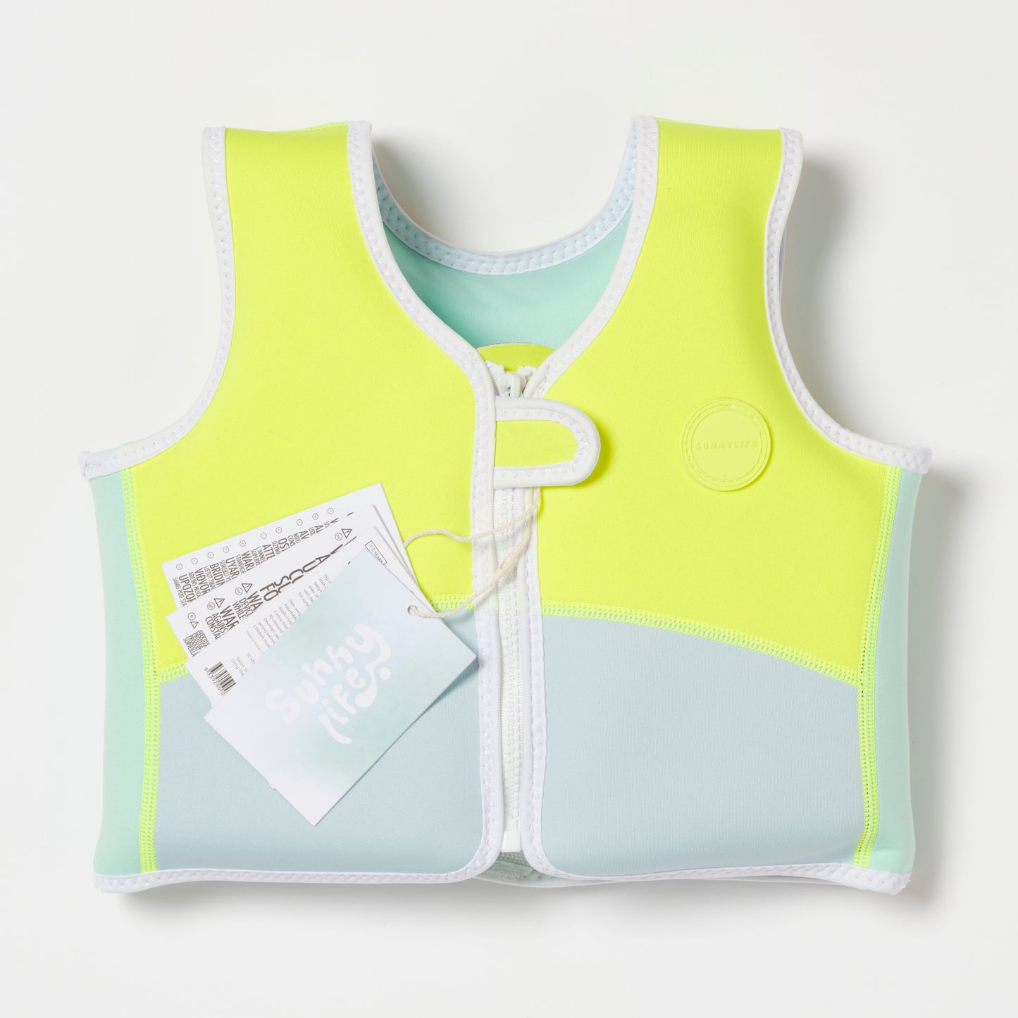 Salty the Shark Swim Vest 1-2 Aqua Neon Yellow