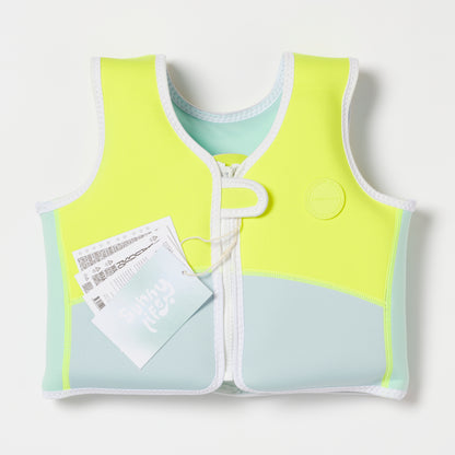 Salty the Shark Swim Vest 1-2 Aqua Neon Yellow